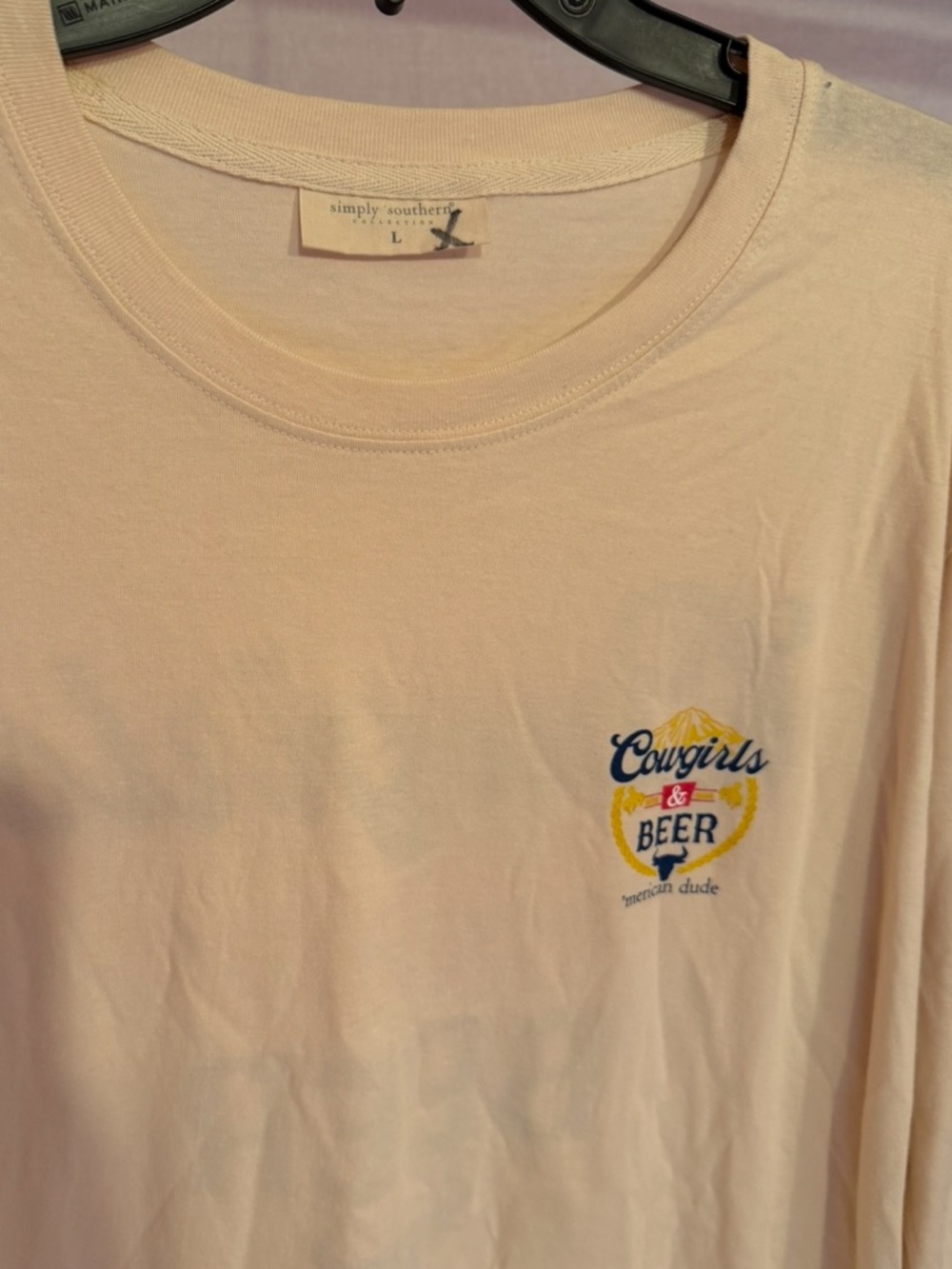 Yellow Long Sleeve Tee with Small Cowgirls&Beer Logo - Picture 2 of 3